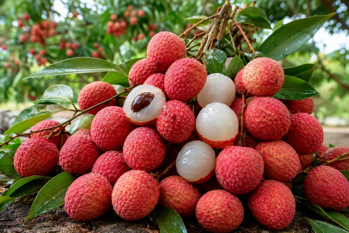 Chùm vải thiều Lục Ngạn chín đỏ